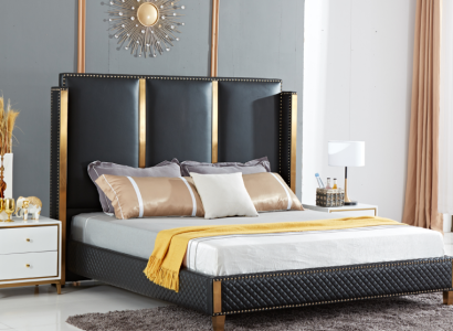 Cama acolchada de diseño de lujo doble cama de hotel matrimonial dormitorio 180x200cm.